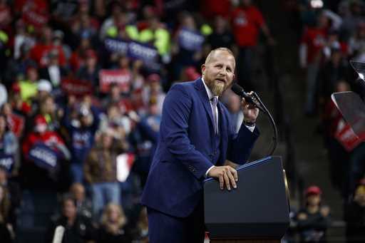 Brad Parscale, then-campaign manager for President Donald Trump, speaks during a campaign rally at …