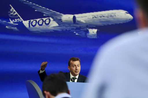 Airbus CEO Guillaume Faury presents the European aerospace giant full year results, February 15, 20…