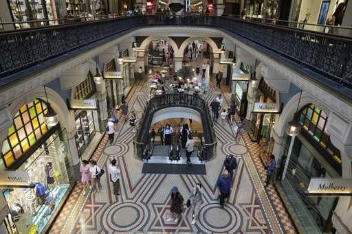 People walk through a shopping center in Sydney, Wednesday, January 31, 2024