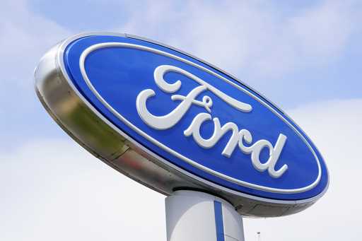 A Ford sign is seen at a dealership in Springfield, Pa