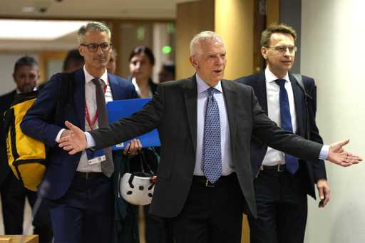European Union foreign policy chief Josep Borrell arrives for a meeting of EU foreign ministers at …