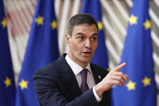 Spain's Prime Minister Pedro Sanchez arrives for a EU Summit in Brussels, Thursday, March 21, 2024