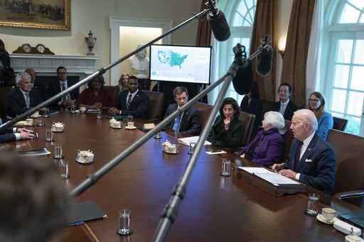 President Joe Biden speaks during a cabinet meeting at the White House, Wednesday, June 7, 2023, in…