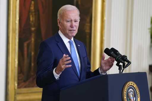 President Joe Biden speaks in the East Room of the White House, May 17, 2023, in Washington