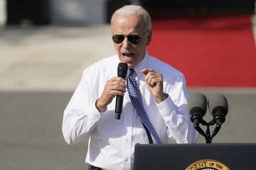 President Joe Biden speaks about the Inflation Reduction Act of 2022 during a ceremony on the South…