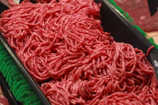 Ground beef is displayed for sale at a market in Washington, Saturday, April 1, 2017
