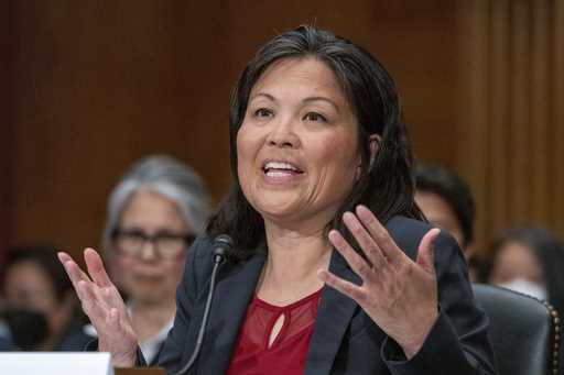 Julie Su speaks during a Senate Health, Education, Labor and Pensions confirmation hearing for her …