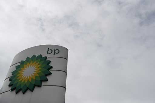 The logo of British Petroleum, BP, adorns a BP petrol station in west London, Tuesday, August 4, 20…