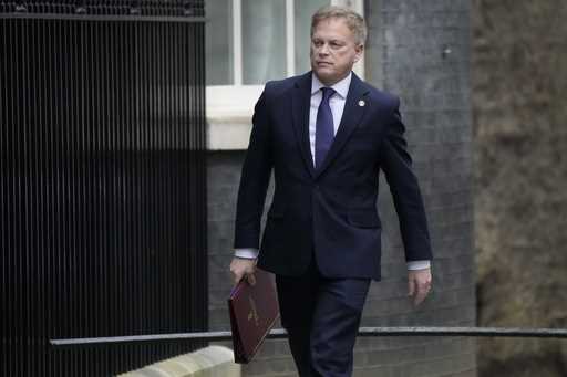 Britain's Defence Secretary Grant Shapps arrives in Downing Street for a cabinet meeting in London,…