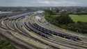 Southeastern trains in sidings at Ashford International railway station in Kent, Britain, as member…