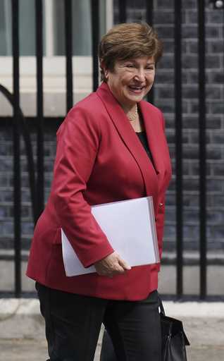 International Monetary Fund Managing Director Kristalina Georgieva arrives in Downing Street for a …