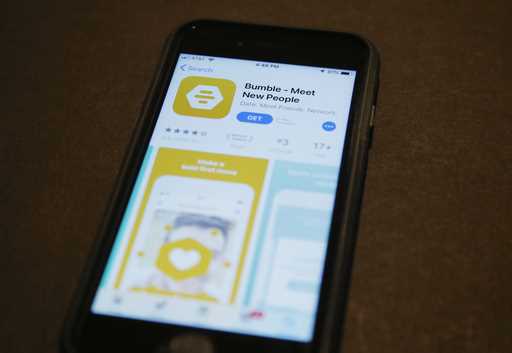 A phone with an App Store selection of the dating app Bumble is pictured Thursday, August 29, 2019,…