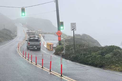 In this provided by the California Department of Transportation, a section of Highway 1 re-opened, …