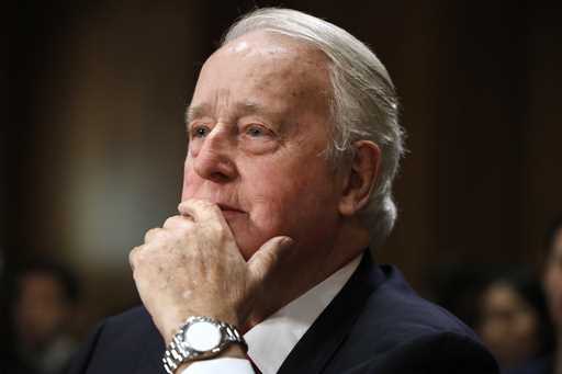 Brian Mulroney, the former prime minister of Canada, listens during a Senate Foreign Relations Comm…