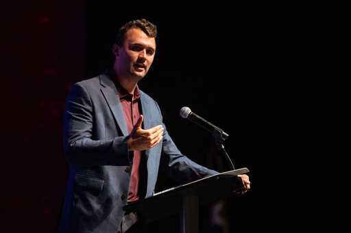 Charlie Kirk speaks at Texas A&M University as part of Turning Point USA's American Comeback Tour, …