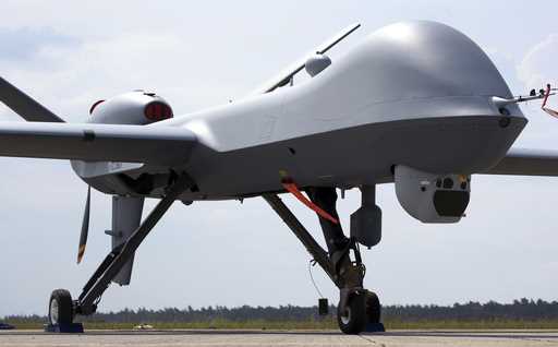 An MQ9 Predator drone is displayed at the Berlin Air Show ILA in Berlin, Germany, on May 30, 2016