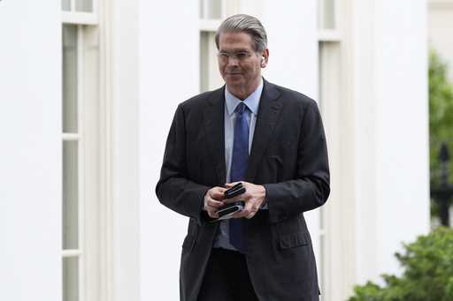 Treasury Secretary Scott Bessent arrives at the White House, Wednesday, July 16, 2025, in Washingto…