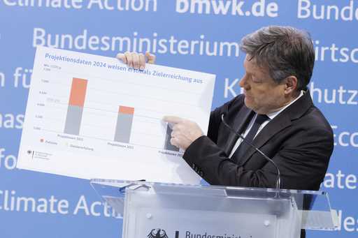 German Vice Chancellor Robert Habeck presents the greenhouse gas emissions data for 2023 and the pr…