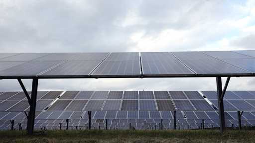 Solar panels are seen at the DTE O'Shea Solar Park work in Detroit, November 16, 2022