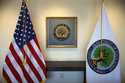 Flags decorate a space outside the office of the education secretary at the Education Department, A…