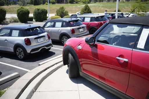 Used models are shown a Mini dealership on July 21, 2023, in Highlands Ranch, Colo