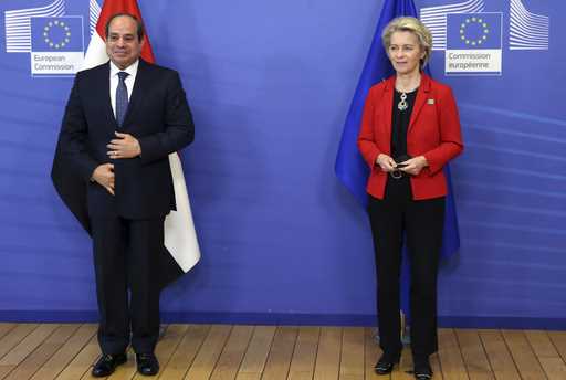 European Commission President Ursula von der Leyen, right, and Egypt's President Abdel Fattah El-Si…