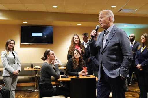 President Joe Biden meets with members of the Culinary Workers Union at Vdara Hotel in Las Vegas, M…