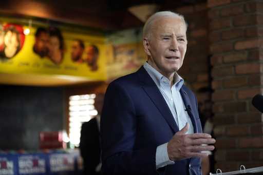 President Joe Biden speaks at a campaign event at El Portal restaurant Tuesday, March 19, 2024, in …
