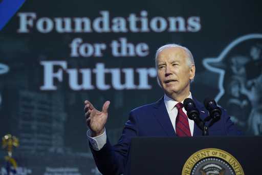 President Joe Biden speaks to the North America's Building Trade Union National Legislative Confere…