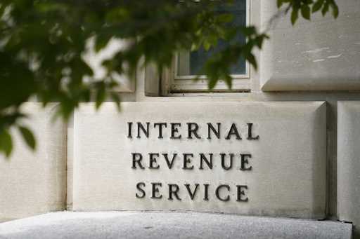 A sign outside the Internal Revenue Service building is seen, May 4, 2021, in Washington