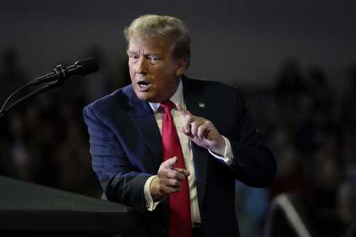 Republican presidential candidate former President Donald Trump speaks at a Get Out The Vote rally …