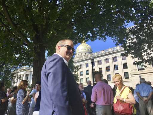 Former coal executive Don Blankenship waits outside the West Virginia Capitol on Wednesday, August …