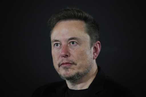 Tesla and SpaceX's CEO Elon Musk looks on, during an in-conversation event with Britain's Prime Min…