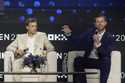 Eric Trump, Executive VP of The Trump Organization, right, speaks as Co-founder of World Liberty Fi…