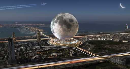 This artist rendering shows the $5 billion project, MOON envisioned on the Dubai Pearl, a coveted p…