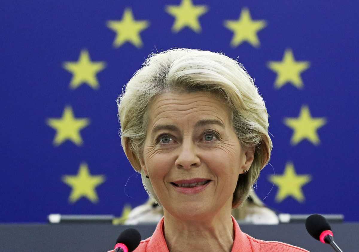 EU Commission President von der Leyen speaks at European Parliament in Strasbourg
