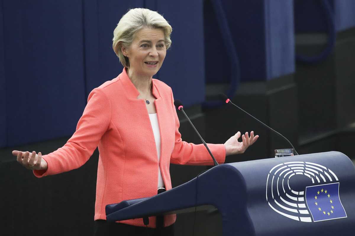 EU Commission President von der Leyen speaks at European Parliament in Strasbourg