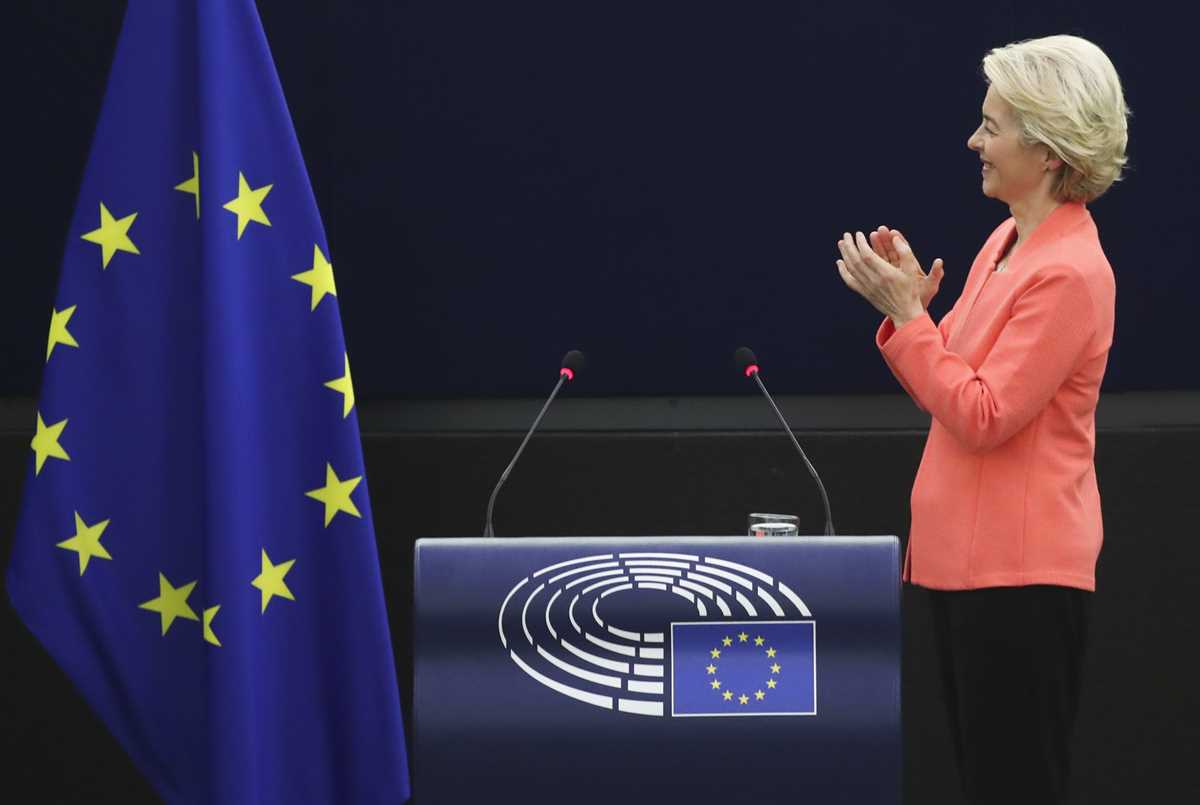 EU Commission President von der Leyen speaks at European Parliament in Strasbourg