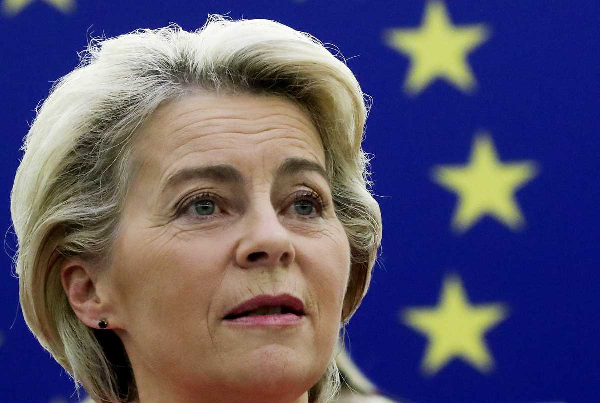 EU Commission President von der Leyen speaks at European Parliament in Strasbourg