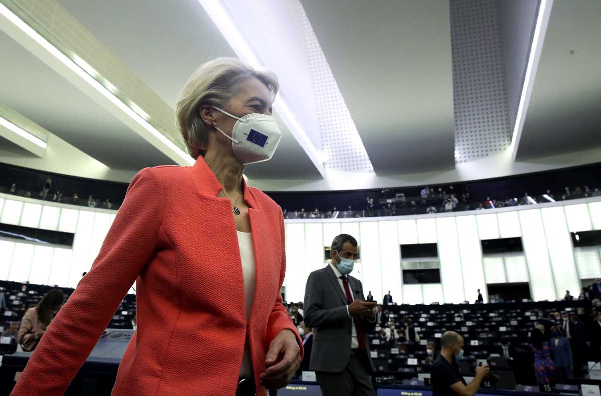 EU Commission President von der Leyen speaks at European Parliament in Strasbourg