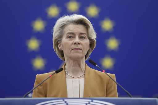 European Commission President Ursula von der Leyen delivers her speech at European Parliament in St…
