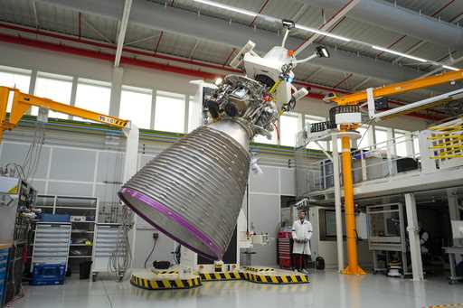 A mechanic works on the Vulcain 2