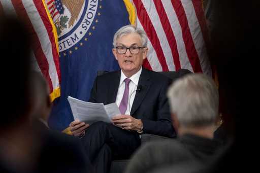 File - Federal Reserve Chairman Jerome Powell speaks at the William McChesney Martin Jr
