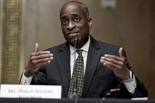 File - Philip Jefferson speaks during the Senate Banking, Housing and Urban Affairs Committee confi…