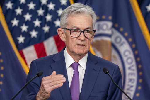 Federal Reserve Board Chair Jerome Powell speaks during a news conference about the Federal Reserve…