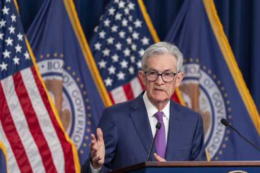 Federal Reserve Board Chair Jerome Powell speaks during a news conference about the Federal Reserve…