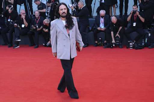 Alessandro Michele poses for photographers upon arrival at the premiere of the film 'Don't Worry Da…