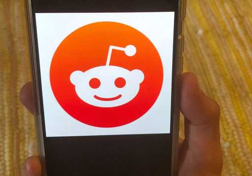 This June 29, 2020 file photo shows the Reddit logo on a mobile device in New York