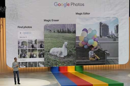 Alphabet CEO Sundar Pichai speaks at a Google I/O event in Mountain View, Calif