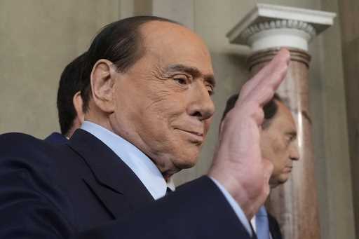 Forza Italia president Silvio Berlusconi waves to the press as he leaves the Quirinale Presidential…